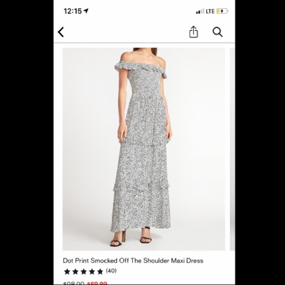 NWOT! EXPRESS Dot Print Off Shoulder Maxi Dress
